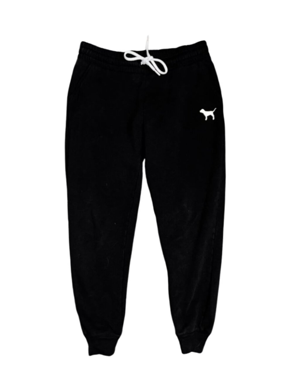 Sz.S*PINK-Victoria's Secret*Black Sweatpants--White Dog Logo